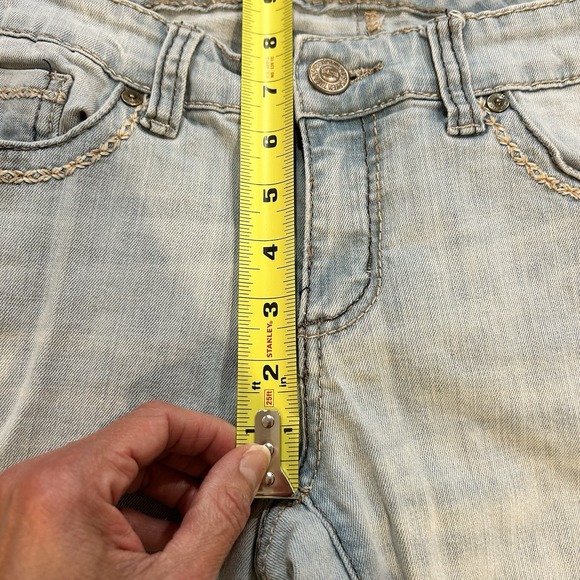 Seven 7 Boho Western Embroidered Whipstitch Capris Crop Pants Light Wash Jeans 8 - Picture 6 of 9
